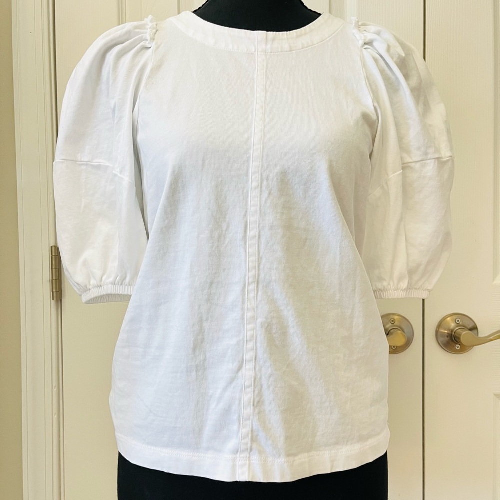 Madewell White Puff Sleeve Tee XS NWT